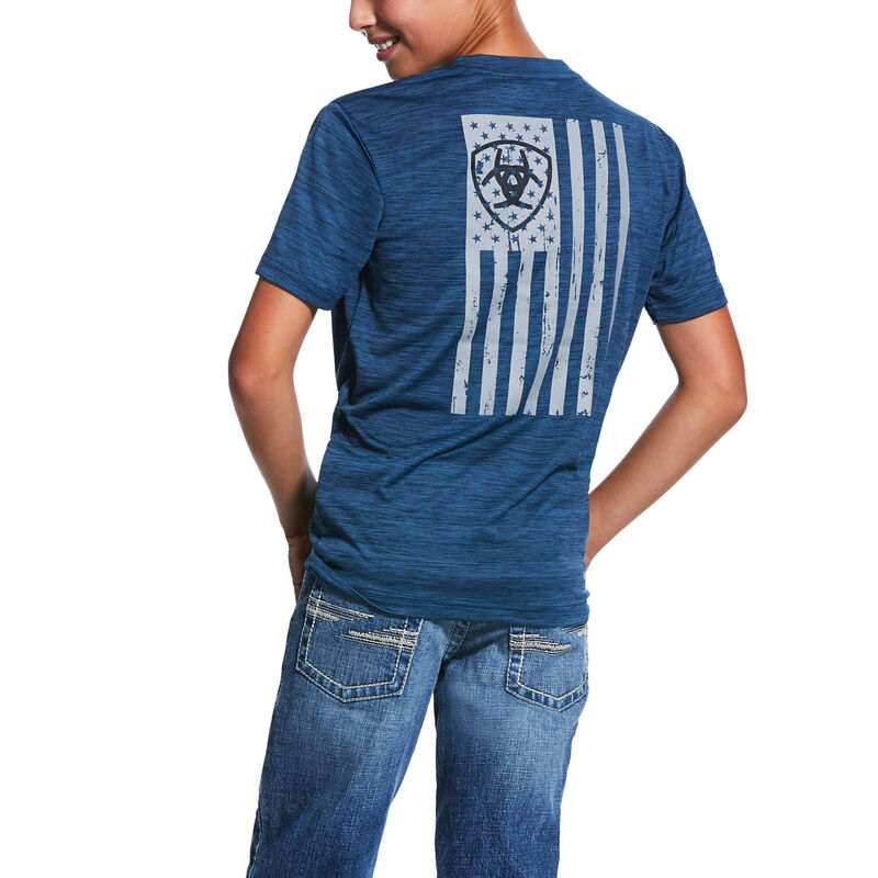 Ariat Charger Vertical Flag - T Shirts Blauw Kinderen - 27273-488